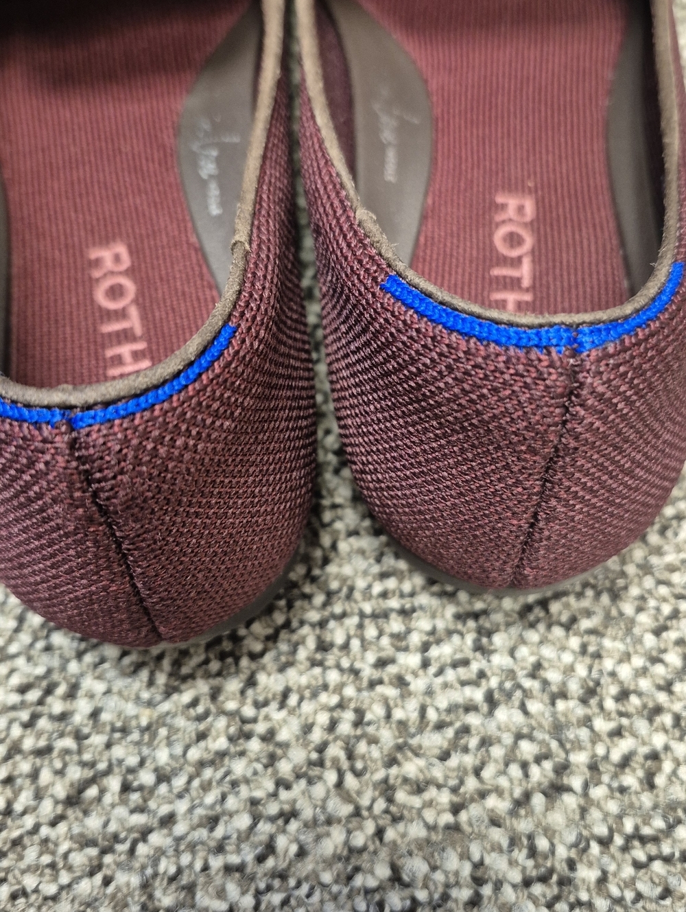 Rothys Burgundy Knit Slip-On Loafers with Gold Double bit 8 - Picture 5 of 7